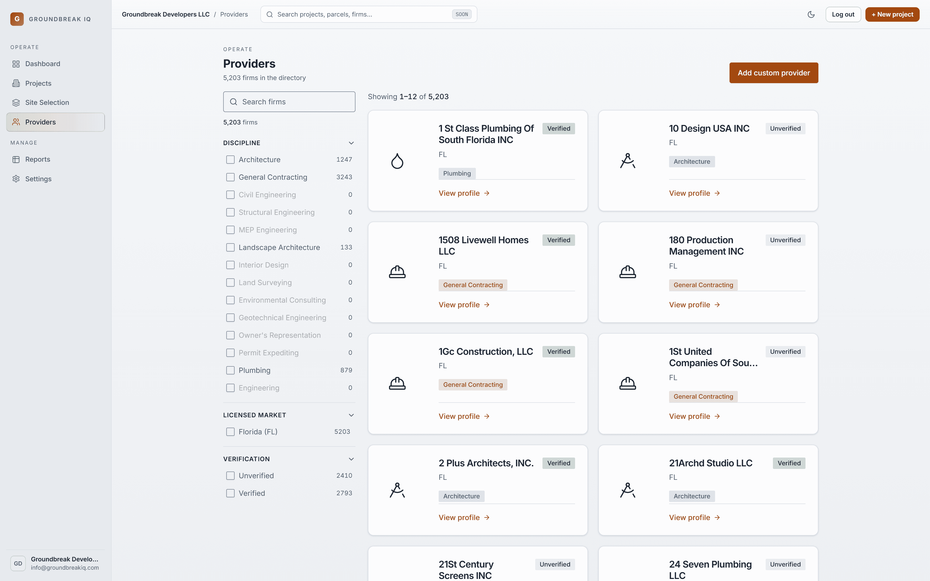 Market Intelligence in Groundbreak IQ